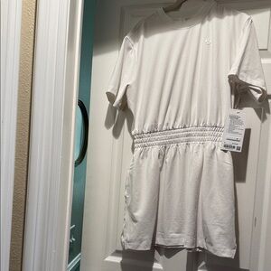 Lululemon White Cinched Waist dress